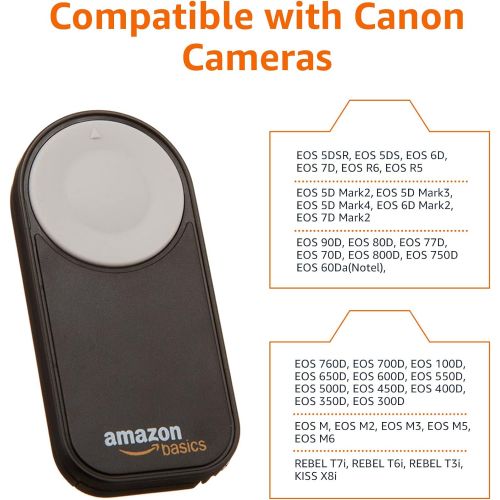  Amazon Basics Wireless Remote Control for Canon Digital SLR Cameras (for specific Canon cameras), 0.28 x 1.10 x 3.36