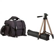 Amazon Basics Large DSLR Gadget Bag (Gray Interior) & Lightweight Camera Mount Tripod Stand with Bag - 16.5 - 50 Inches