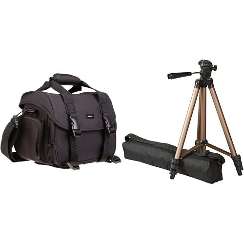  Amazon Basics Large DSLR Gadget Bag (Gray Interior) & Lightweight Camera Mount Tripod Stand with Bag - 16.5 - 50 Inches