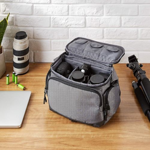  Amazon Basics Large DSLR Camera Gadget Bag - 11 x 6 x 8 Inches (Gray)