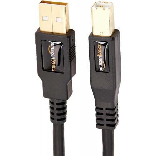  Amazon Basics USB 2.0 Printer Type Cable - A-Male to B-Male - 16 Feet (4.8 Meters), Black