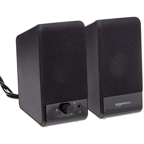  Amazon Basics Computer Speakers for Desktop or Laptop PC USB-Powered, Black