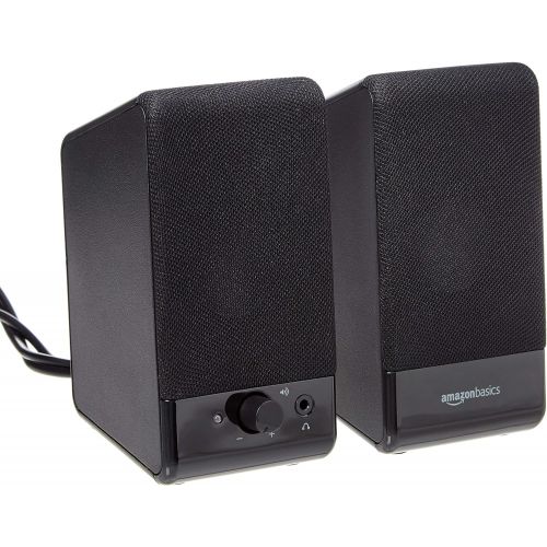  Amazon Basics Computer Speakers for Desktop or Laptop PC USB-Powered, Black