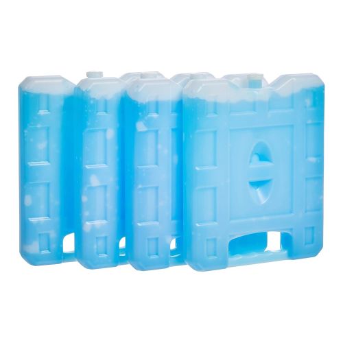  Amazon Basics Reusable Hard Sided Rectangular Ice Pack, 8.3 X 6.7 X 1.2, Blue, Pack of 4