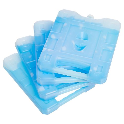  Amazon Basics Reusable Hard Sided Rectangular Ice Pack, 8.3 X 6.7 X 1.2, Blue, Pack of 4