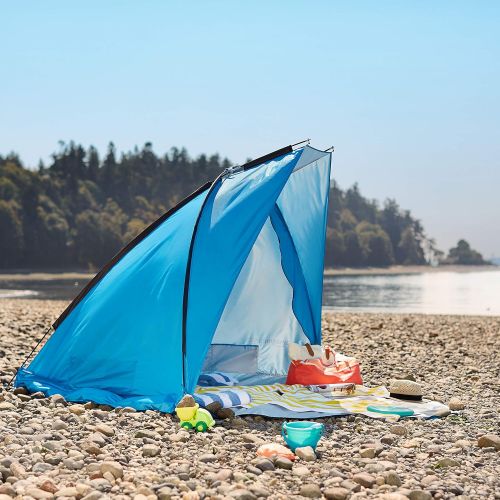  Amazon Basics Pop-up Beach Tent Sun Shade Shelter with Poles and Stakes - 94.5 x 57 x 57 Inches, Blue