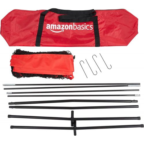  Amazon Basics Baseball Softball Hitting Pitching Batting Practice Net With Stand - 96 x 42 x 86 Inches, Red and Black
