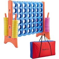 Amazon Basics Giant BPA-free 4-In-A-Row Premium Plastic Game Set with Carry Bag, Blue&Yellow