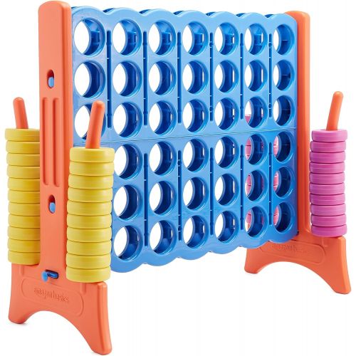  Amazon Basics Giant BPA-free 4-In-A-Row Premium Plastic Game Set with Carry Bag, Blue&Yellow