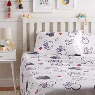 Amazon Basics by Disney Minnie Mouse Purple Love Bed Sheet Set, Full