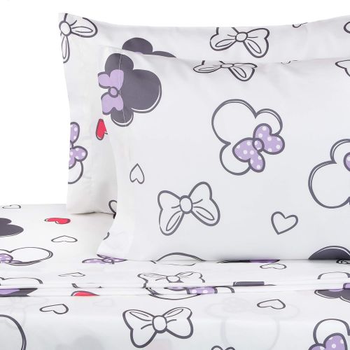  Amazon Basics by Disney Minnie Mouse Purple Love Bed Sheet Set, Full