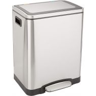 AmazonBasics Rectangle Soft-Close Trash Can with Double Inner Buckets - 2 x 15L