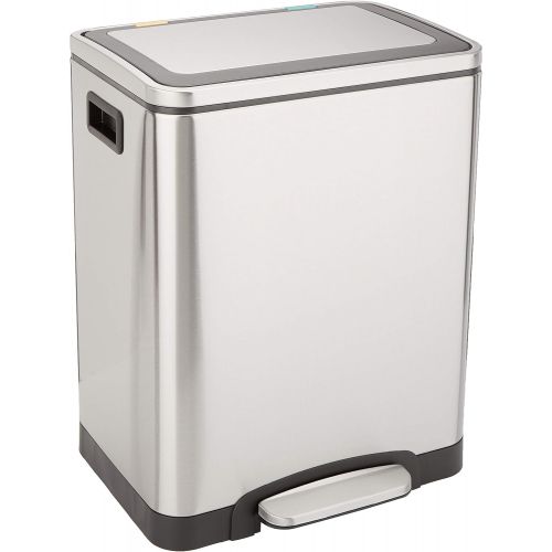  AmazonBasics Rectangle Soft-Close Trash Can with Double Inner Buckets - 2 x 15L