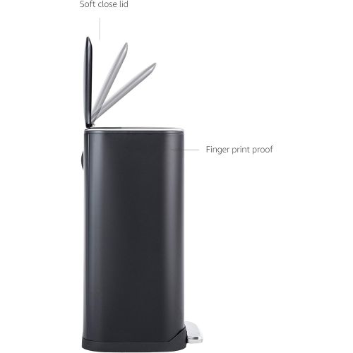  AmazonBasics Rectangle Soft-Close Trash Can - 32L, Black