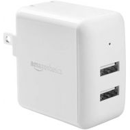 AmazonBasics Dual-Port 24W USB Wall Charger for Phone, iPad, and Tablet - White