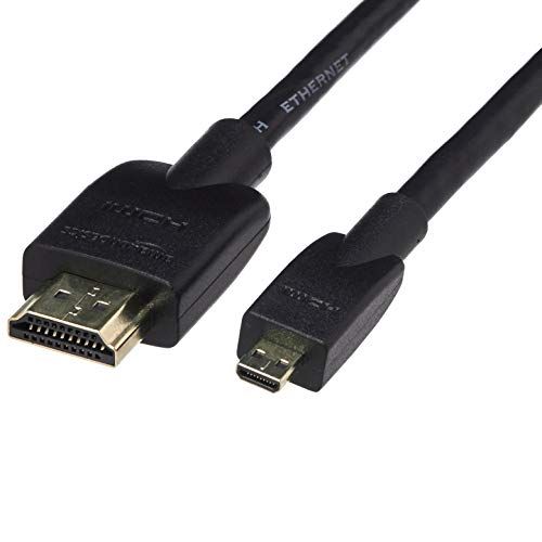  Amazon Basics Flexible and Durable Micro HDMI Cable (18Gpbs, 4K/60Hz) - 6 Feet, Black