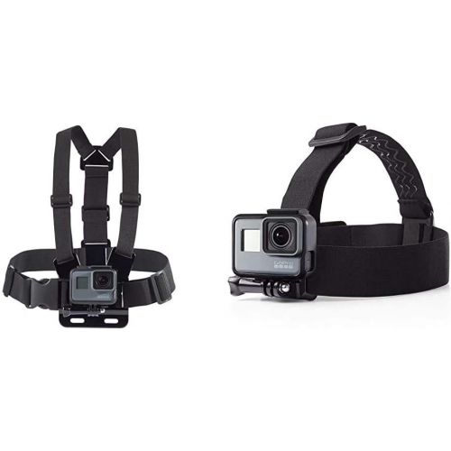  Amazon Basics Chest Mount Harness for GoPro with Amazon Basics Head Strap Camera Mount for GoPro