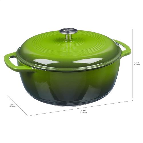  AmazonBasics Enameled Cast Iron Covered Dutch Oven, 4.3-Quart, Green: Kitchen & Dining
