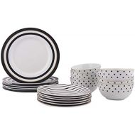 AmazonBasics 18-Piece Kitchen Dinnerware Set, Plates, Dishes, Bowls, Service for 6, Modern Elegance