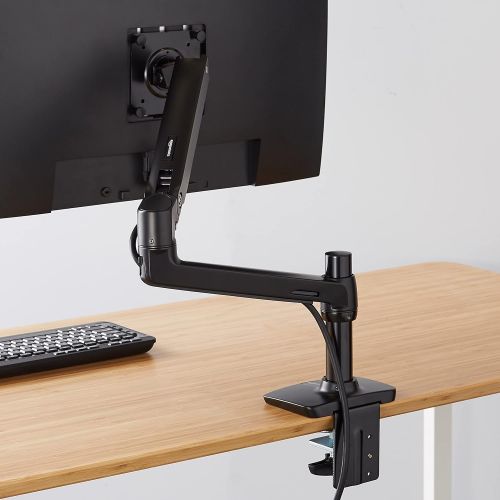  [무료배송]Visit the AmazonBasics Store AmazonBasics Premium Single Monitor Stand - Lift Engine Arm Mount, Aluminum - Black