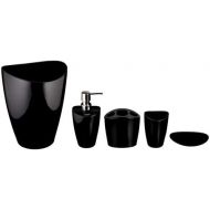 AmazonBasics 5-Piece Bathroom Accessories Set, Liquid Black