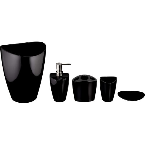  AmazonBasics 5-Piece Bathroom Accessories Set, Liquid Black