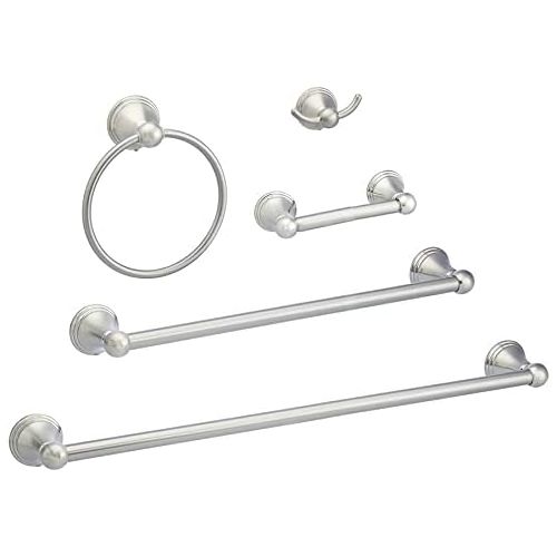  AmazonBasics AB-BR817-SN Bathroom Hardware Set, 5 Piece, Satin Nickel