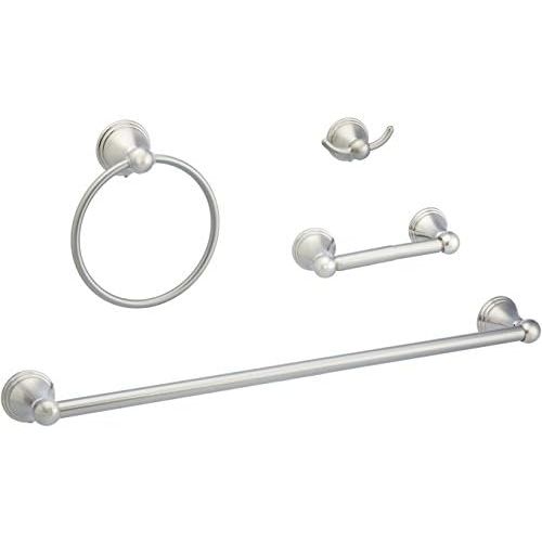  AmazonBasics AB-BR816-SN Bathroom Hardware Set, 4 Piece, Satin Nickel