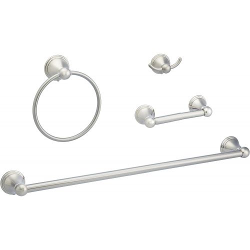  AmazonBasics AB-BR816-SN Bathroom Hardware Set, 4 Piece, Satin Nickel