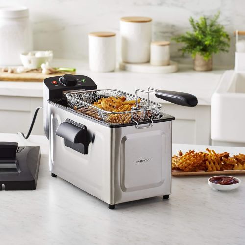  [아마존베스트]AmazonBasics 3 Liter Electric Deep Fryer, Stainless Steel