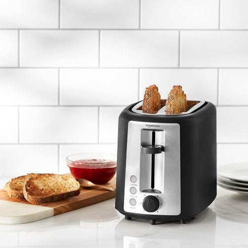  [아마존베스트]AmazonBasics 2 Slice, Extra-Wide Slot Toaster with 6 Shade Settings, Black