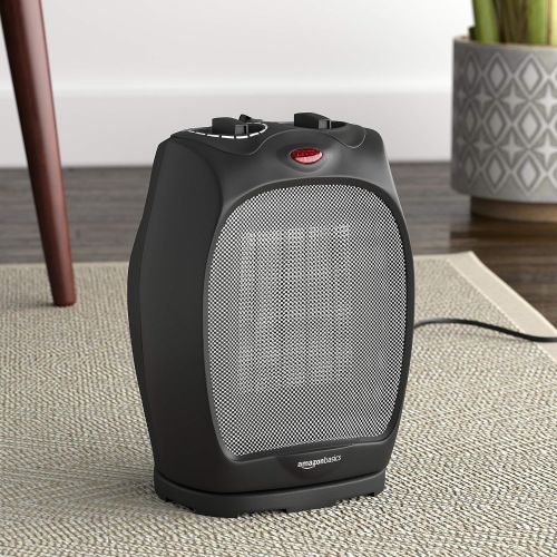  [아마존베스트]AmazonBasics 1500W Oscillating Ceramic Heater with Adjustable Thermostat, Black