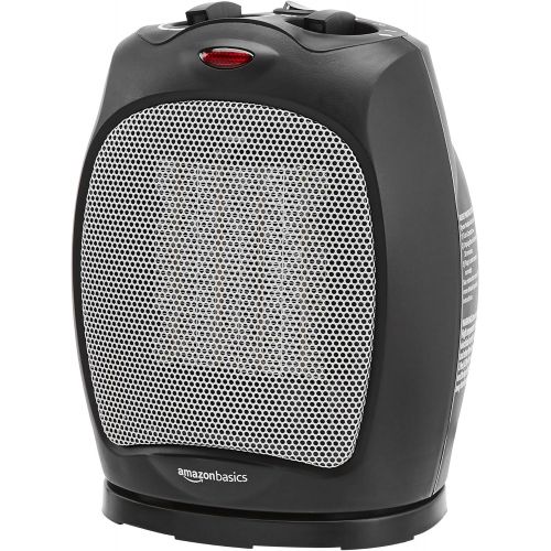  [아마존베스트]AmazonBasics 1500W Oscillating Ceramic Heater with Adjustable Thermostat, Black