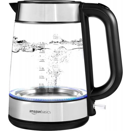  Amazon Basics Electric Glass and Steel Hot Tea Water Kettle - 1.7-Liter