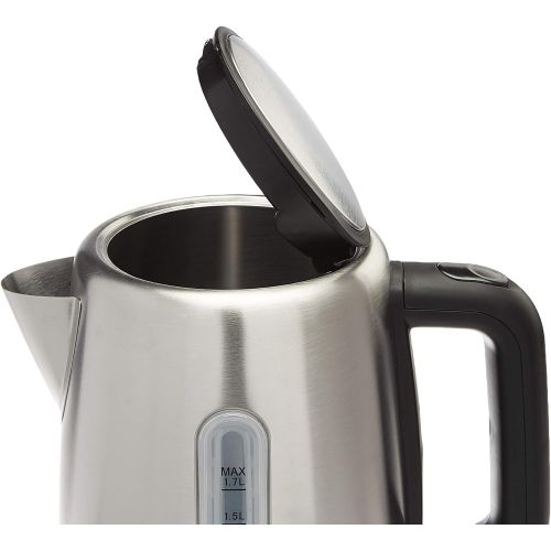  Amazon Basics Stainless Steel Fast, Portable Electric Hot Water Kettle for Tea and Coffee, 1.7-Liter, Silver