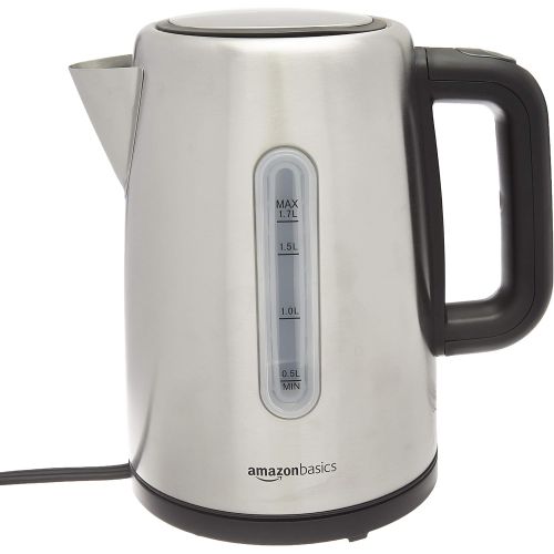  Amazon Basics Stainless Steel Fast, Portable Electric Hot Water Kettle for Tea and Coffee, 1.7-Liter, Silver