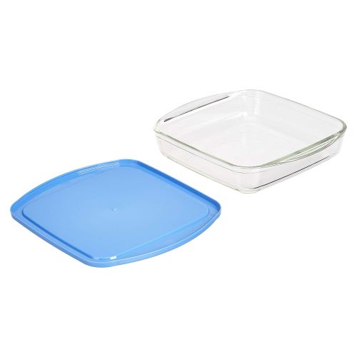  Amazon Basics Oven Safe Glass Baking and Food Storage Dish Set with BPA-Free Lids, Set of 2, Rectangular 3.6L and Square 1.6L