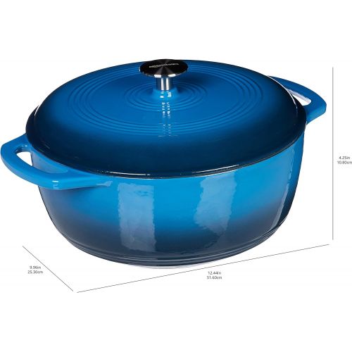  Amazon Basics Enameled Cast Iron Covered Dutch Oven, 4.3-Quart, Blue