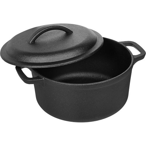  Amazon Basics Pre-Seasoned Cast Iron Dutch Oven with Dual Handles - 2-Quart