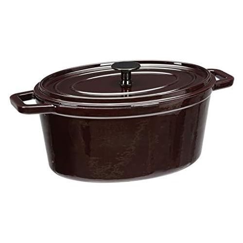  Amazon Basics Enameled Cast Iron Oval Dutch Oven, 6-Quart, Deep Cranberry