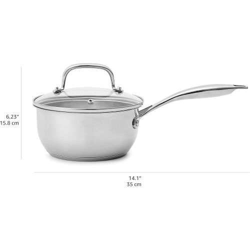  Amazon Basics Stainless Steel Sauce Pan with Lid, 2.5-Quart