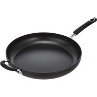 Amazon Basics Hard Anodized Non-Stick 14-Inch Skillet with Helper Handle, Black