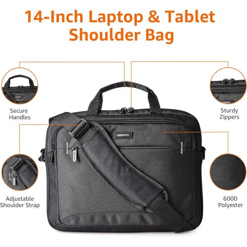  [아마존베스트]AmazonBasics 14-Inch Laptop Macbook and Tablet Shoulder Bag Carrying Case, Black, 1-Pack