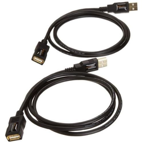  [아마존베스트]AmazonBasics USB 2.0 Extension Cable 2-Pack - A-Male to A-Female Adapter Cord - 3.3 Feet (1 Meter)