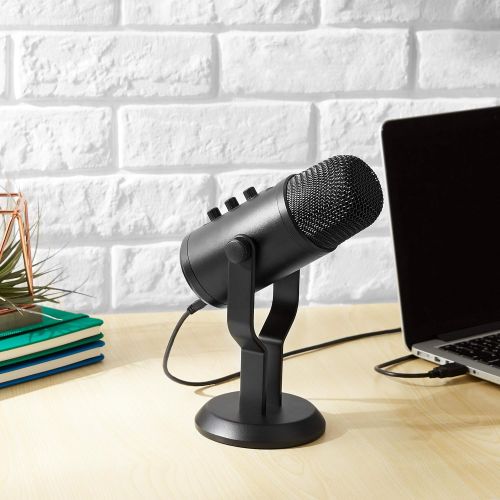  [아마존베스트]Amazon Basics Professional USB Condenser Microphone with Volume Control and OLED Screen - Black