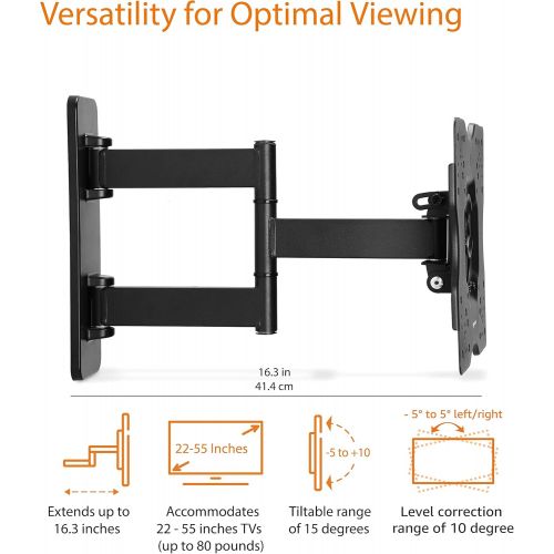  [아마존베스트]Amazon Basics Heavy-Duty, Full Motion Articulating TV Wall Mount for 22-inch to 55-inch LED, LCD, Flat Screen TVs