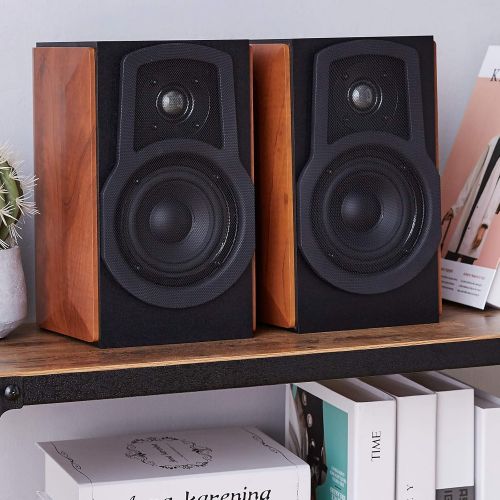  Amazon Basics Bookshelf Speakers with Passive Speaker, 50W, 50-20KHz