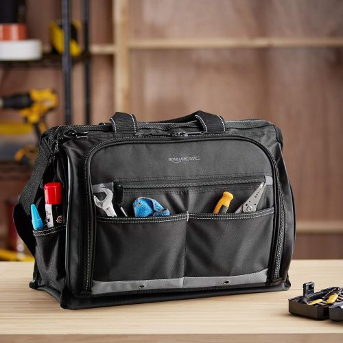  Amazon Basics Durable, Wear-Resistant Base, Tool Bag with Strap, Electricians, 50 Pocket