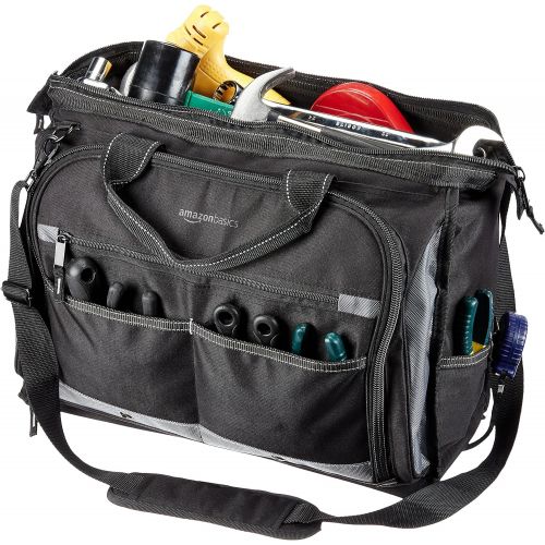  Amazon Basics Durable, Wear-Resistant Base, Tool Bag with Strap, Electricians, 50 Pocket