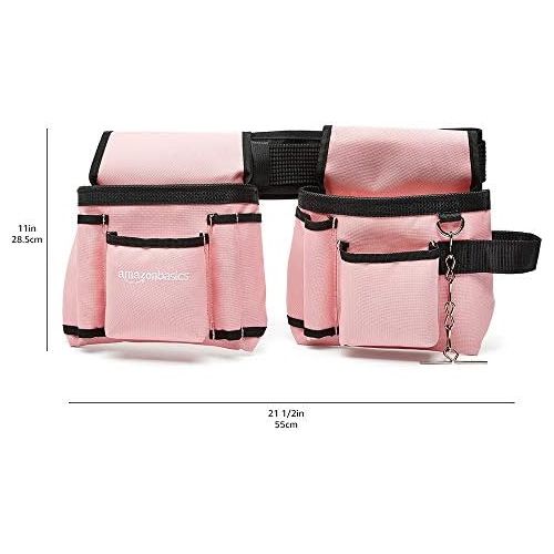  Amazon Basics Tool Belt, Adjustable Waist Strap 22 to 44 inches, Pink